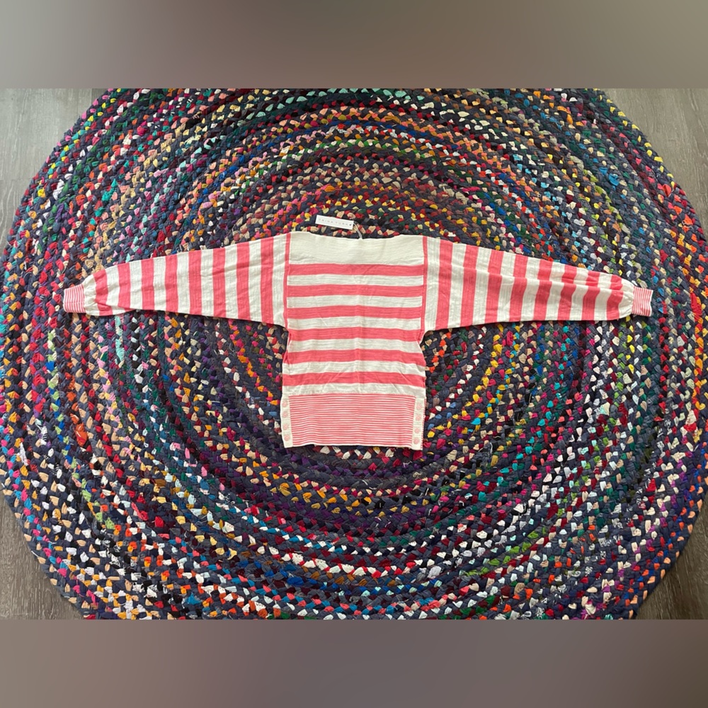 Trina Turk XS Pink and White Striped Sweater 100% cotton NEW WITH TAG
